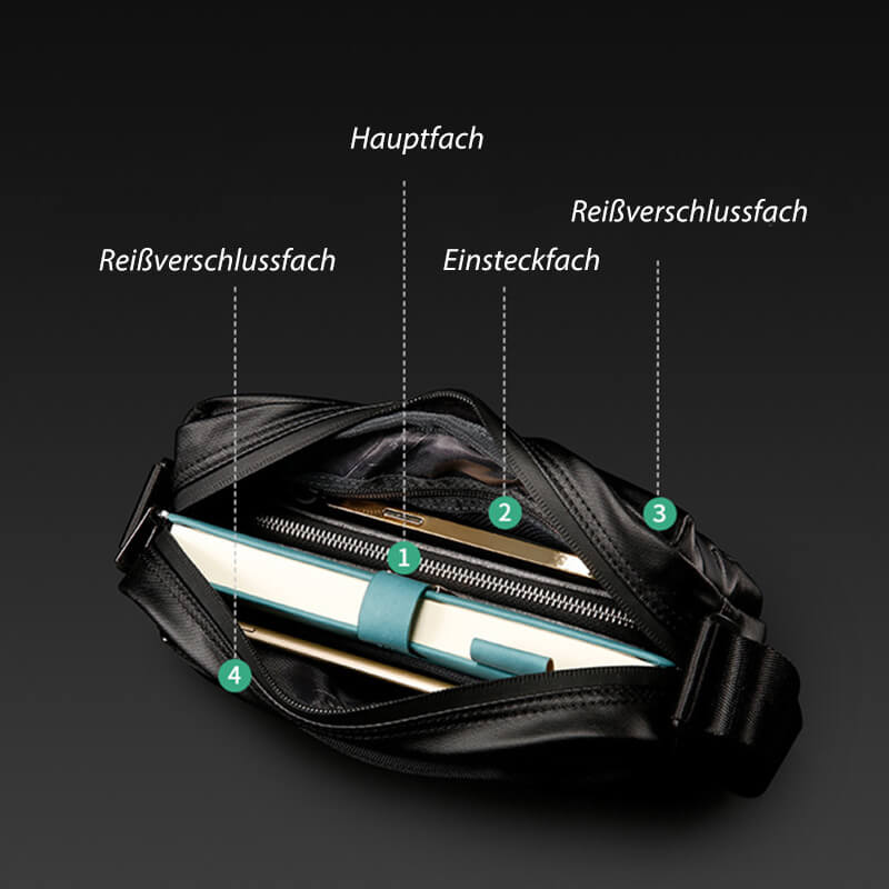 Kleine Umhängetasche Herren wasserdicht Kuriertasche Messenger Bag Oxford schwarz