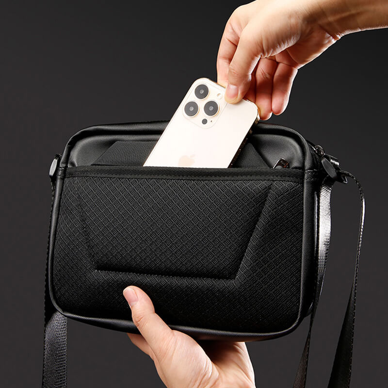 Kleine Umhängetasche Herren wasserdicht Kuriertasche Messenger Bag Oxford schwarz