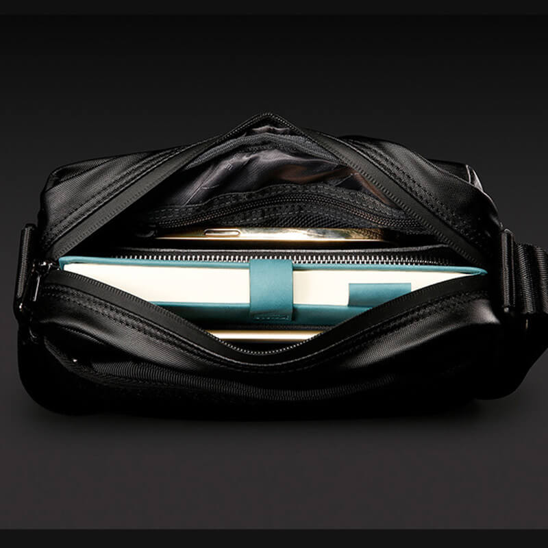 Kleine Umhängetasche Herren wasserdicht Kuriertasche Messenger Bag Oxford schwarz