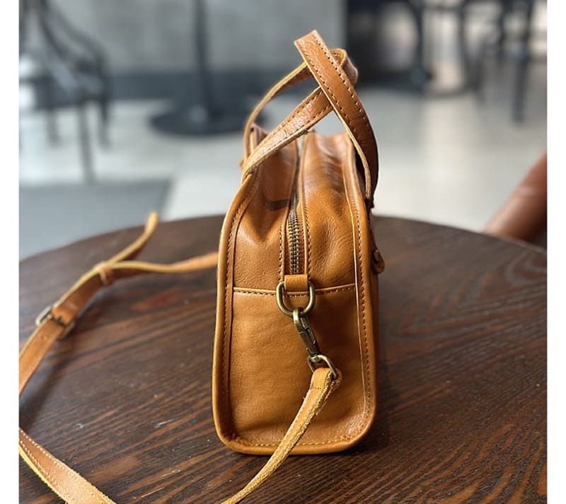 kleine Umhängetasche Vintage Damen Leder mit Henkel Handtasche klein