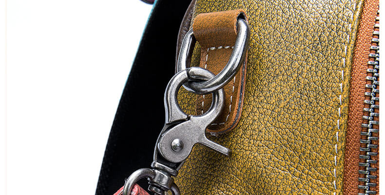 kleiner Rucksack und Schultertasche 2 in 1 Lederrucksack Patchwork Damen bunt