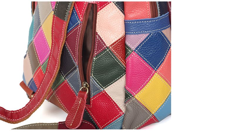 kleiner Patchwork Leder Rucksack Damen bunt für Alltag