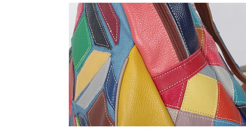 kleiner Patchwork Leder Rucksack Damen bunt für Alltag