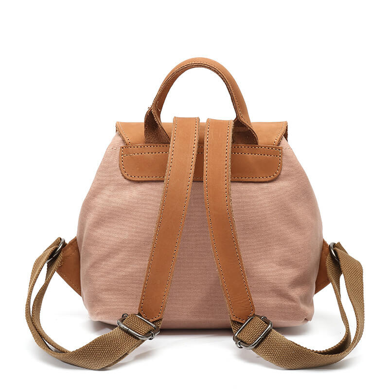 kleiner Rucksack Damen Canvas für Alltag leichter Backpack retro