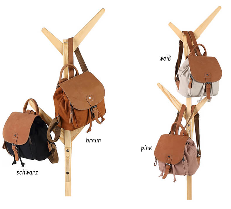 kleiner Rucksack Damen Canvas für Alltag leichter Backpack retro