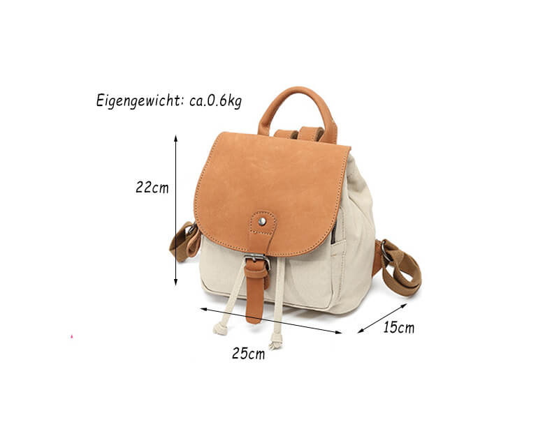 kleiner Rucksack Damen Canvas für Alltag leichter Backpack retro