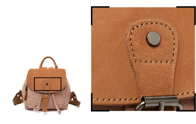 kleiner Rucksack Damen Canvas für Alltag leichter Backpack retro