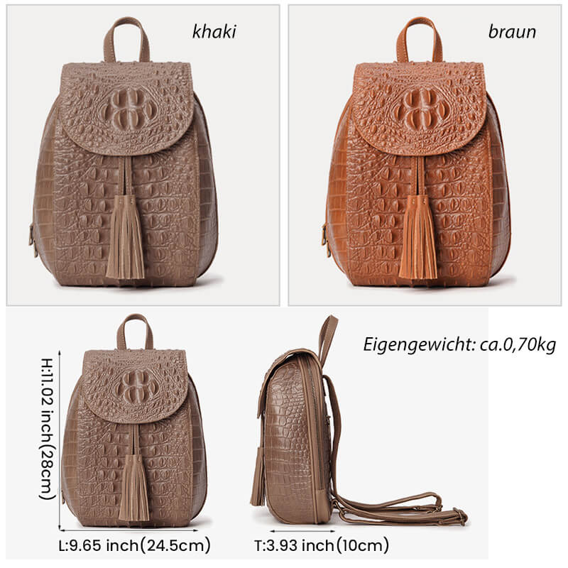 kleiner Rucksack Damen Leder Kroko Optik für Alltag in zwei Farben