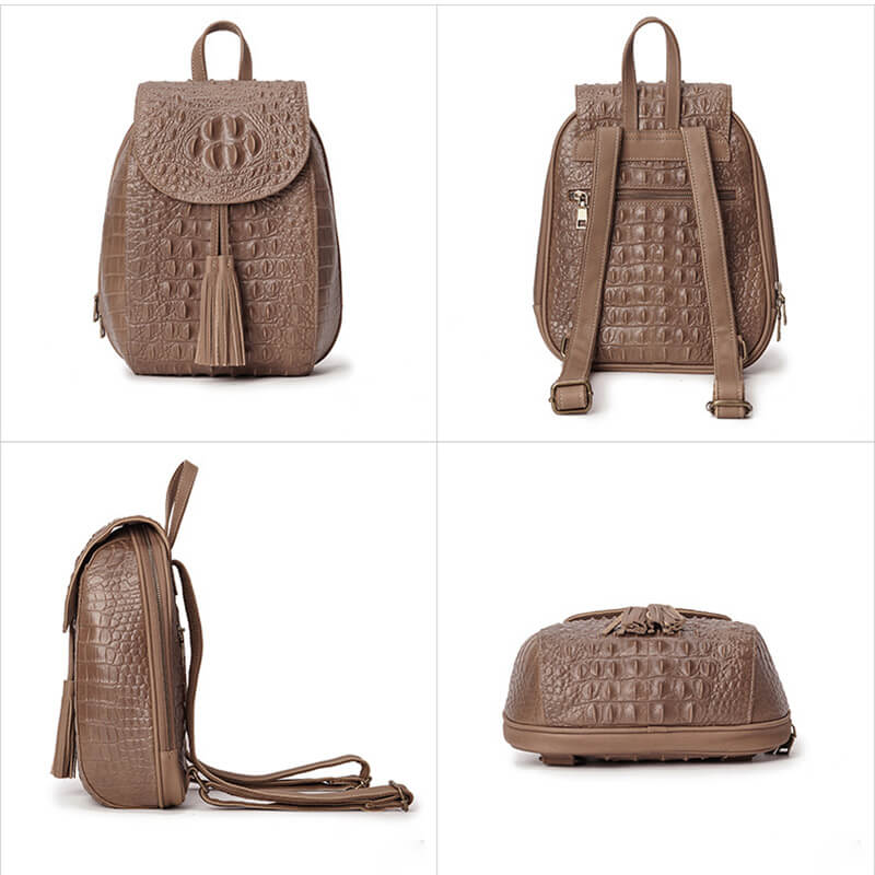 kleiner Rucksack Damen Leder Kroko Optik für Alltag in zwei Farben
