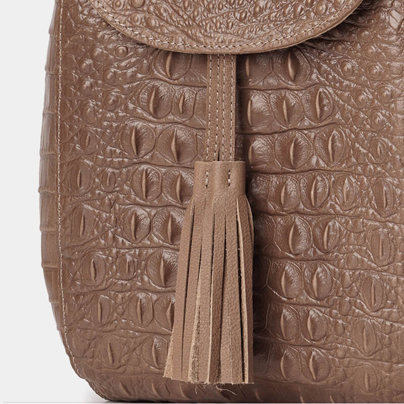 kleiner Rucksack Damen Leder Kroko Optik für Alltag in zwei Farben