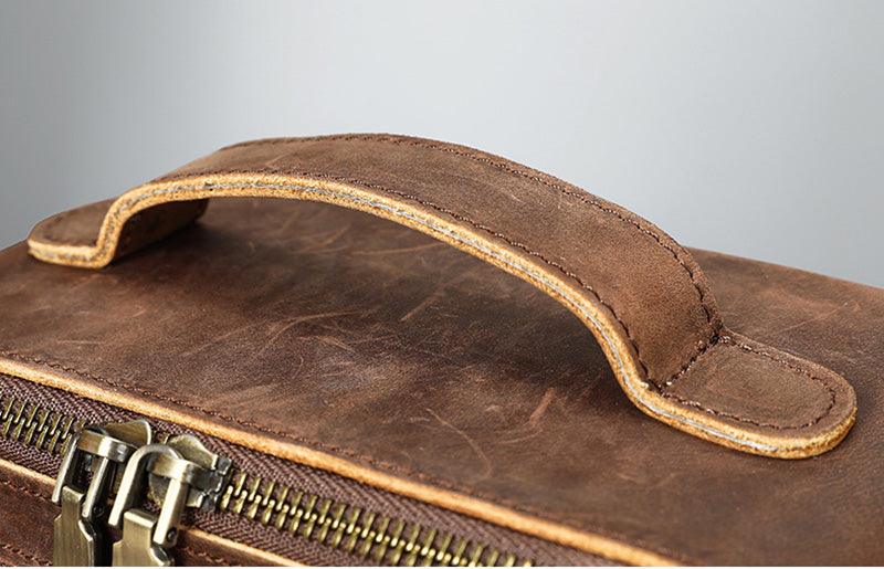 Kulturtasche Leder braun für Damen und Herren Kulturbeutel