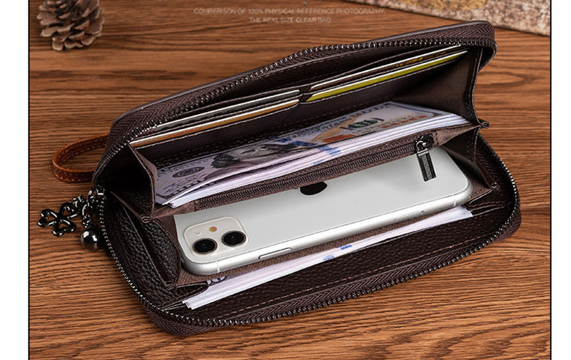 lange Geldbörse Damen Vintage Portemonnaie aus Leder mit Hirsch