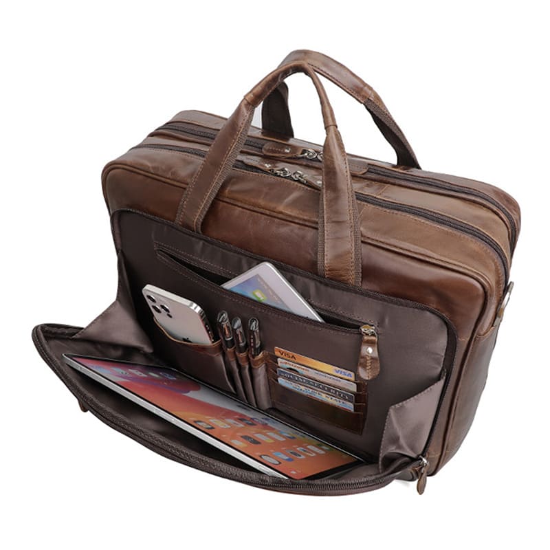 Laptop Businesstasche Herren Leder braun Handtasche Aktentasche Männer modern