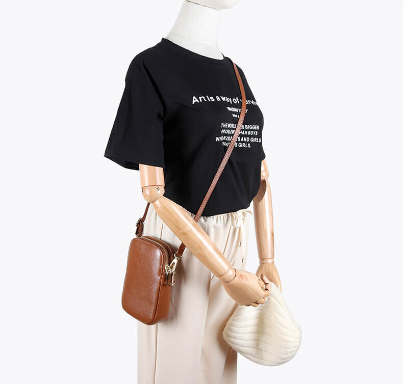 Leder Handytasche zum Umhängen Damen kleine Umhängetasche für Handy