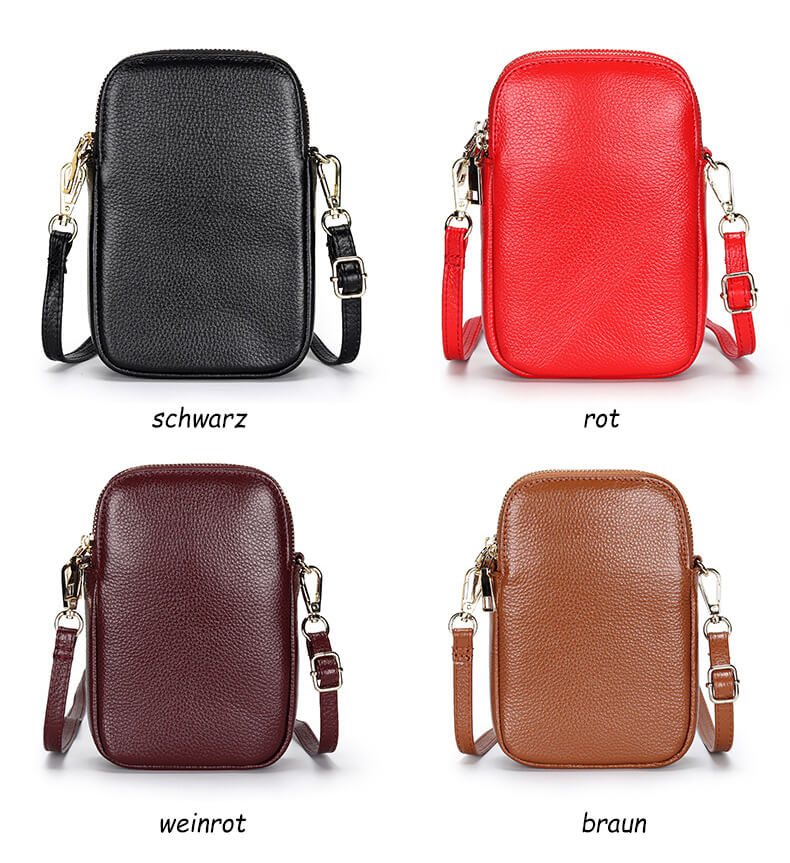 Leder Handytasche zum Umhängen Damen kleine Umhängetasche für Handy