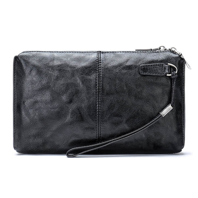 Leder Herren Clutch schwarz Vintage Handtasche Handgelenktasche
