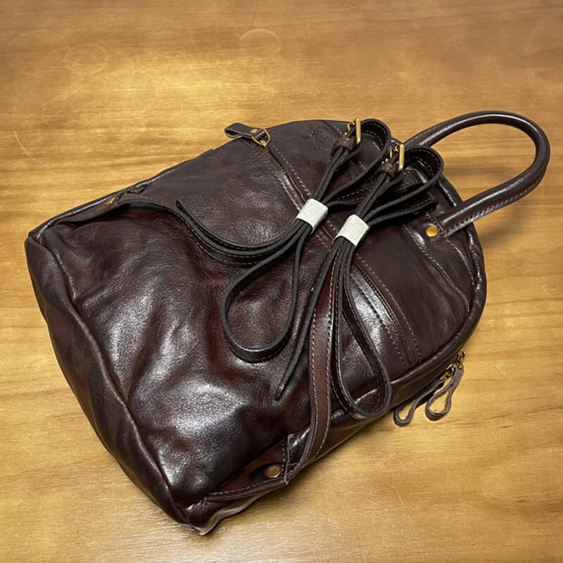 Leder Rucksack Damen braun Vintage Backpack Frauen für Freizeit