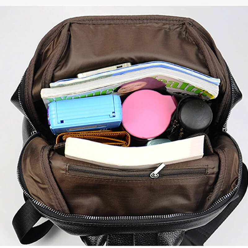 Leder rucksack Damen schwarz schlicht für Alltag