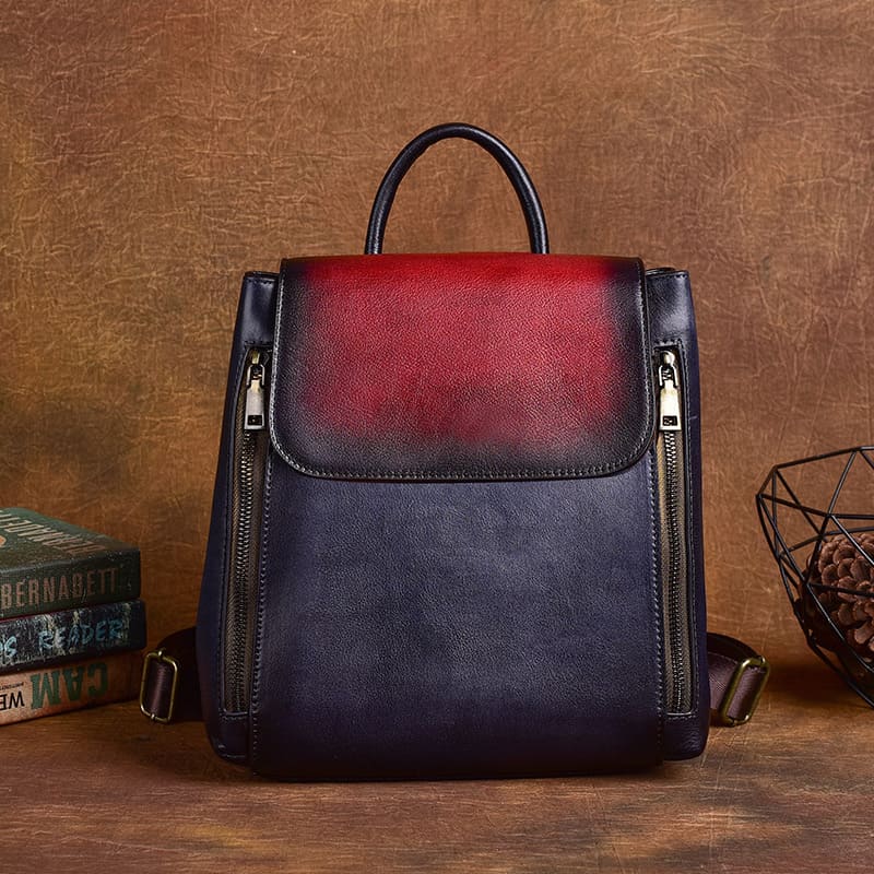 rucksack damen rot leder