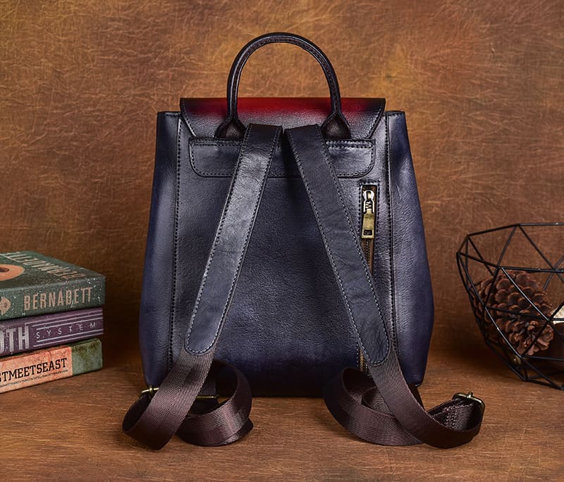 Leder Rucksack Damen Vintage Lederrucksack Frauen für Freizeit