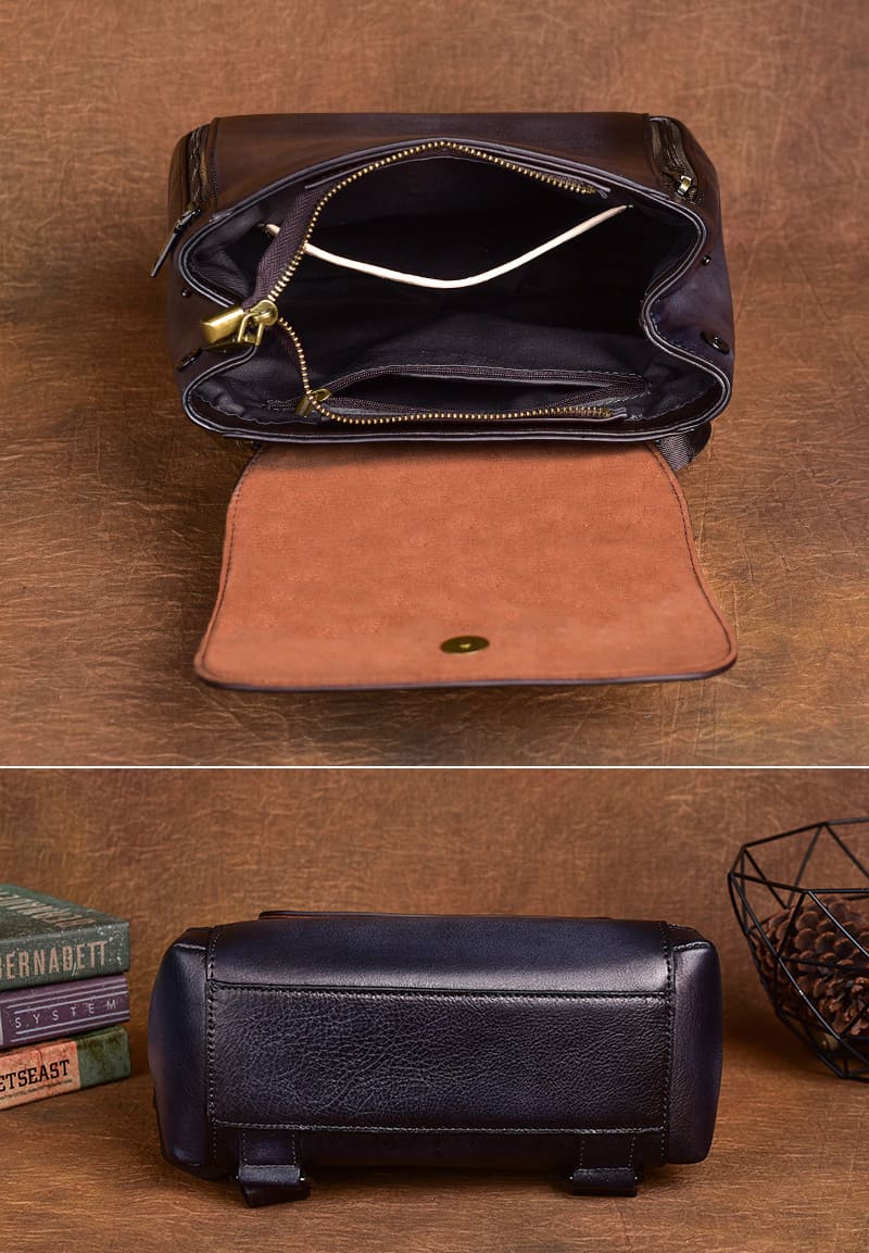 Leder Rucksack Damen Vintage Lederrucksack Frauen für Freizeit