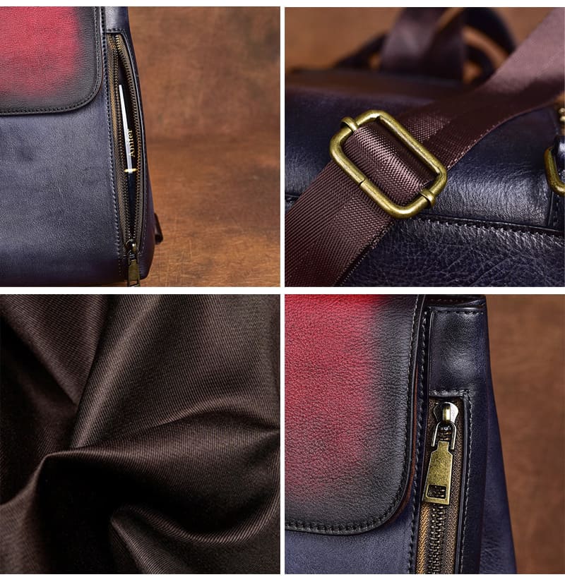 Leder Rucksack Damen Vintage Lederrucksack Frauen für Freizeit