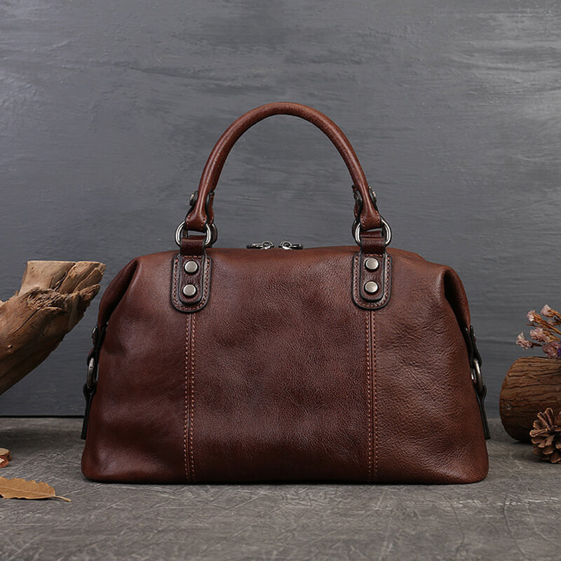 Leder Umhängetasche Mittelgroß Damen mit breitem Gurt Vintage Handtasche für Frauen