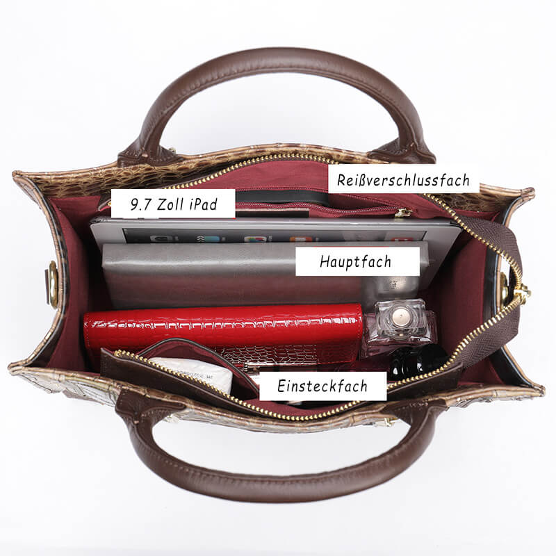 modern Damen Handtasche Kroko Optik für den Alltag Bunt und Schwarz Umhängetasche