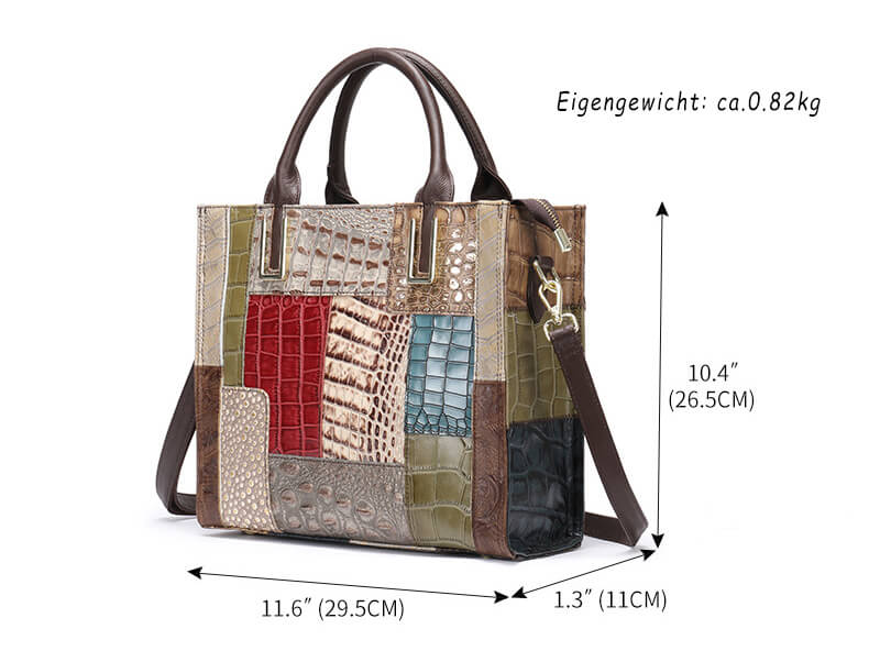 modern Damen Handtasche Kroko Optik für den Alltag Bunt und Schwarz Umhängetasche