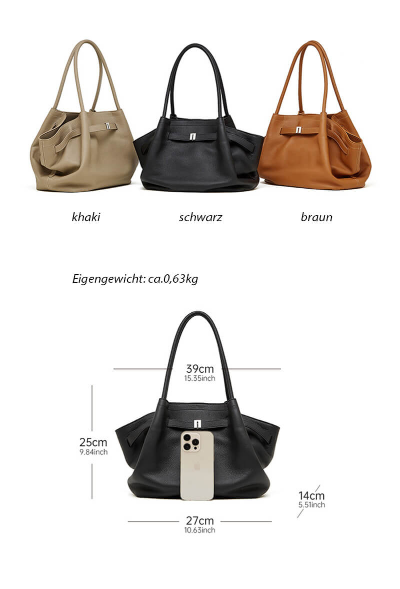 moderne Damen Schultertasche Leder schwarz Handtasche für Freizeit oder Arbeit