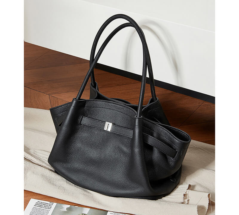 moderne Damen Schultertasche Leder schwarz Handtasche für Freizeit oder Arbeit