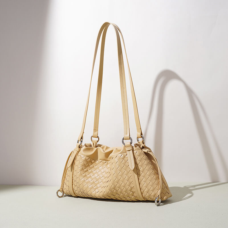 schultertasche geflochten leder