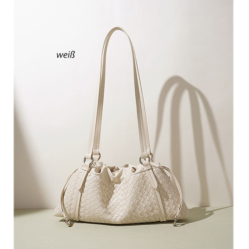 moderne Schultertasche Damen geflochten Leder in 5 Farben