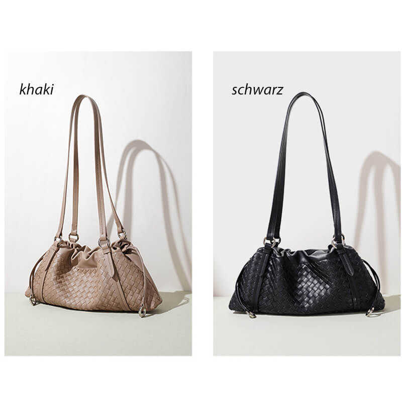 moderne Schultertasche Damen geflochten Leder in 5 Farben
