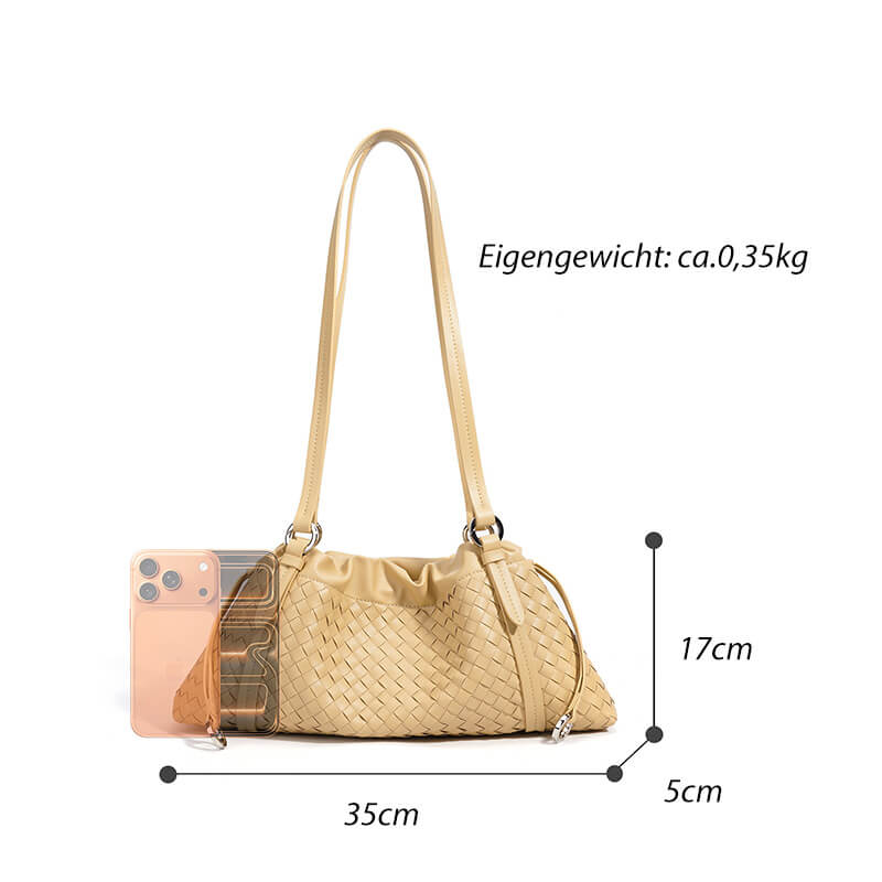 moderne Schultertasche Damen geflochten Leder in 5 Farben