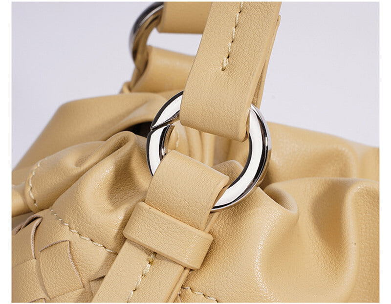 moderne Schultertasche Damen geflochten Leder in 5 Farben