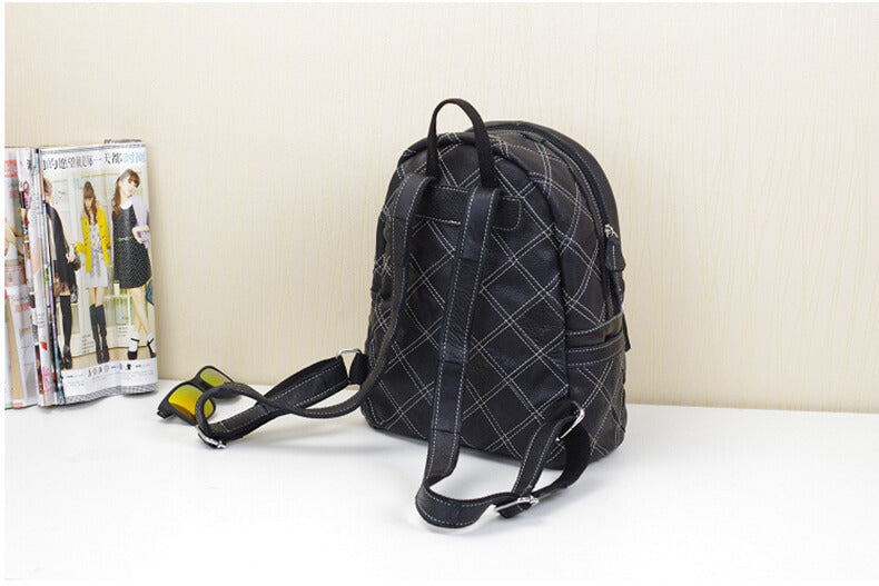 moderner Patchwork Rucksack Damen bunt weiches Leder Schwarz-Weiß