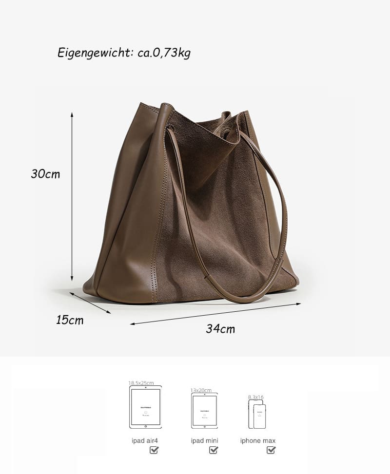 modische Schultertasche Damen Wildleder braun Handtasche Vintage