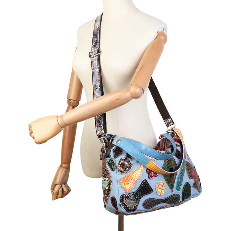 Patchwork Leder Achseltasche Damen Umhängetasche Frauen