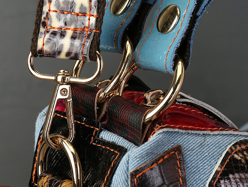 Patchwork Leder Achseltasche Damen Umhängetasche Frauen