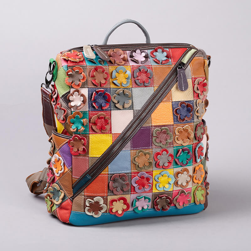 patchwork rucksack leder