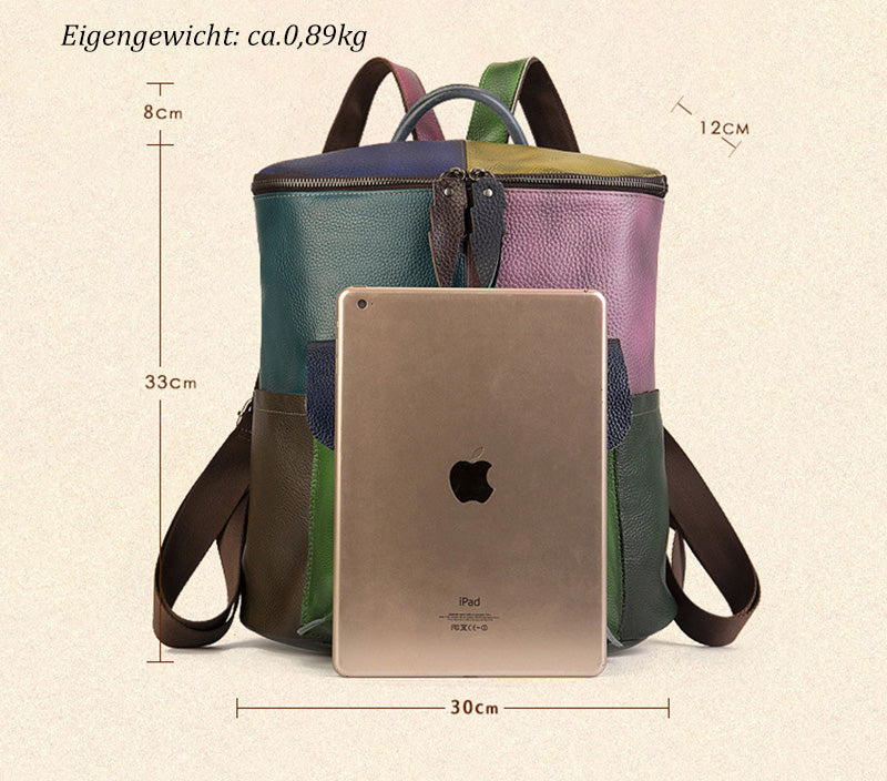 Patchwork Rucksack Damen Leder bunt modern