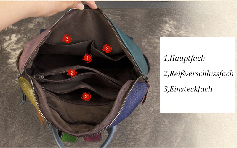 Patchwork Rucksack Damen Leder bunt modern