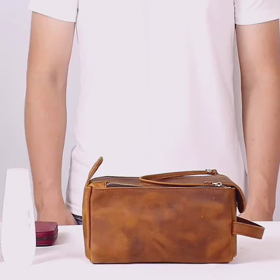 männer kulturtasche leder