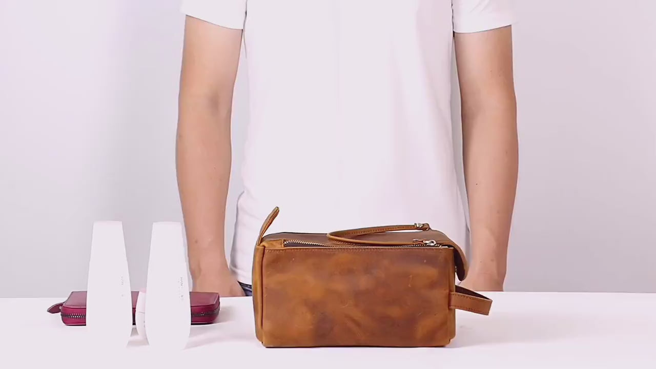 männer kulturtasche leder