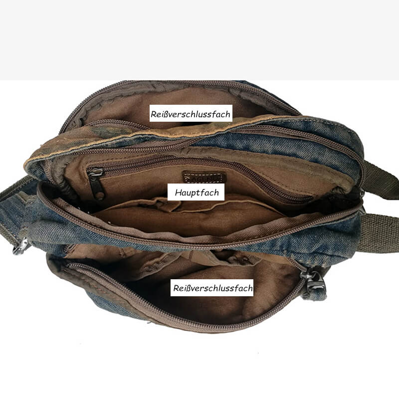 retro Umhängetasche Herren Denim blau Messenger Tasche Männer Jeansstoff