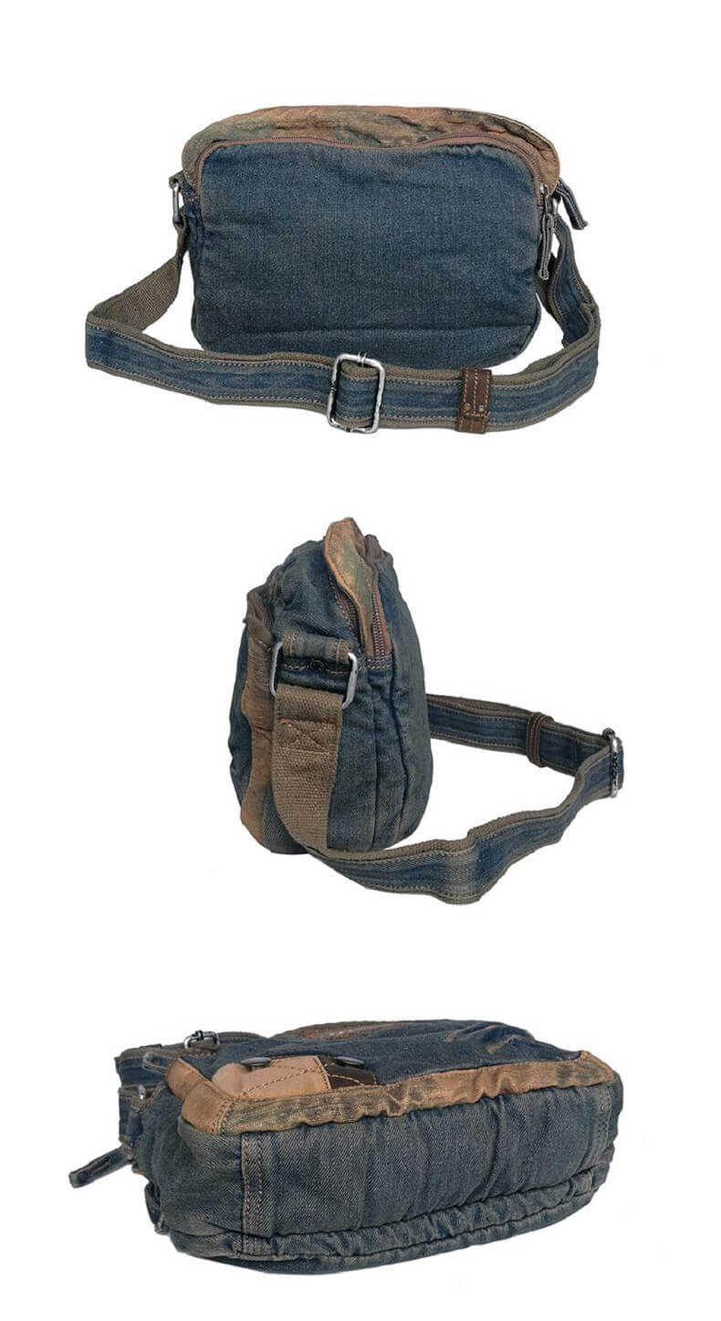 retro Umhängetasche Herren Denim blau Messenger Tasche Männer Jeansstoff