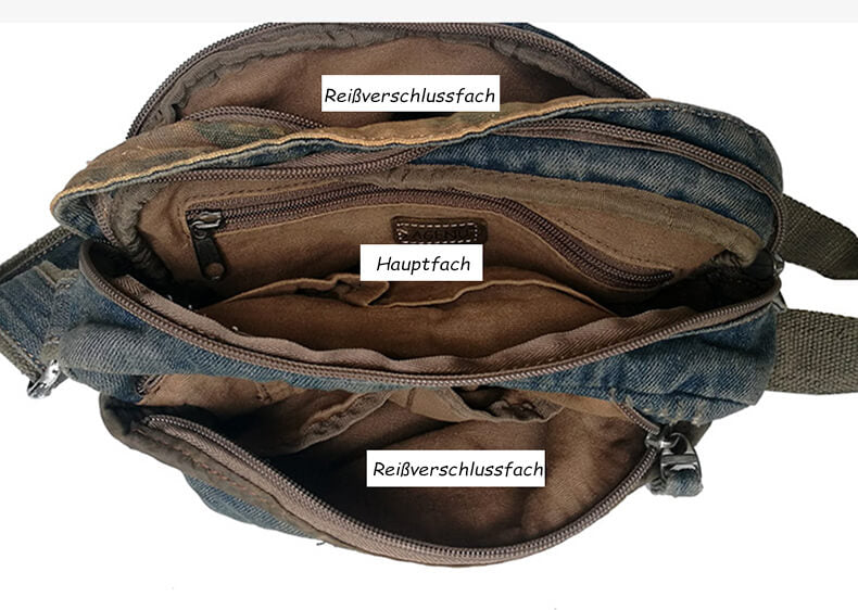 retro Umhängetasche Herren Denim blau Messenger Tasche Männer Jeansstoff