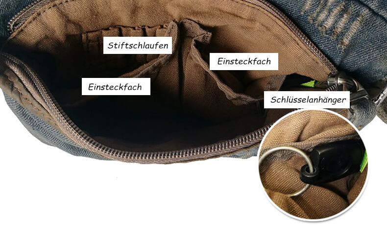 retro Umhängetasche Herren Denim blau Messenger Tasche Männer Jeansstoff