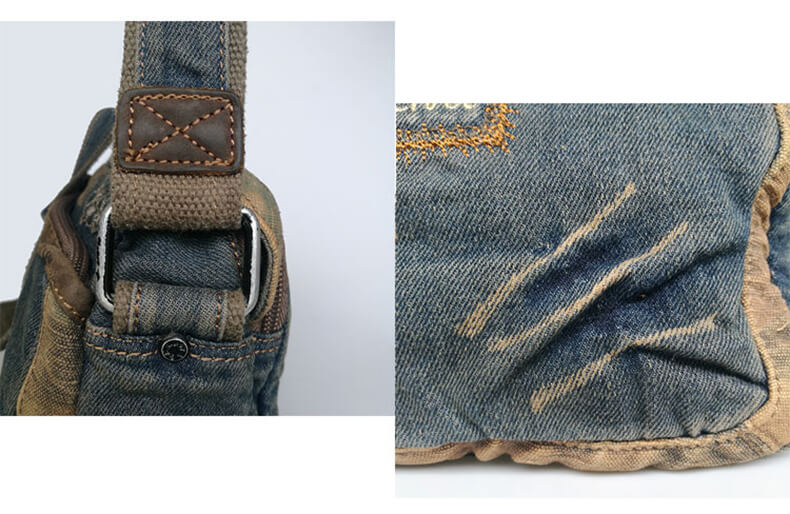 retro Umhängetasche Herren Denim blau Messenger Tasche Männer Jeansstoff